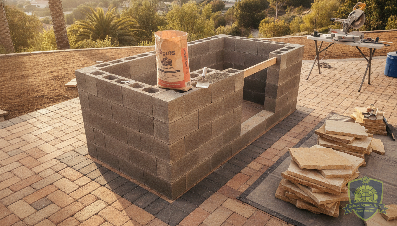 Outdoor Kitchen and BBQ Island Hardscape